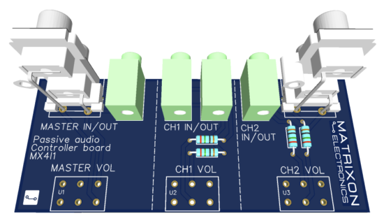 Audio Splitter Passive audio splitter mixer board Passive Audio Controller Board Gerber Files – MX4I1 stereo splitter mixer PCB